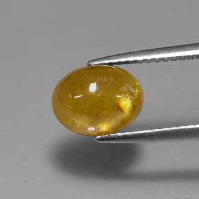 3.24캐럿 천연 골든 옐로우 스펜(티타나이트), 타원형 컷, 9.3×7.2 mm, 투명한