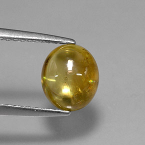 2.04캐럿 천연 골든 옐로우 스펜(티타나이트), 투명한, 7.8×6.8 mm, 투명/반투명