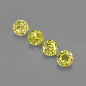 캐럿 천연 노란빛 그린 스펜(티타나이트) 보석, 라운드 컷, 4.42 mm, VS