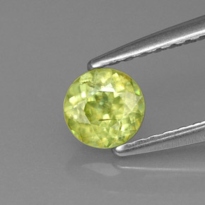 0.42캐럿 천연 노란빛 그린 스펜(티타나이트), 라운드 컷, 4.55 mm, VS