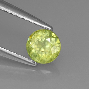 0.42캐럿 천연 노란빛 그린 스펜(티타나이트), 라운드 컷, 4.55 mm, VS