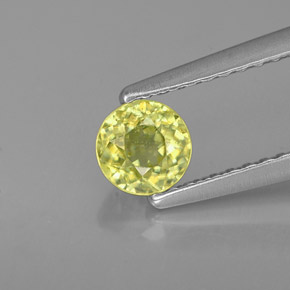 0.48캐럿 천연 노란빛 그린 스펜(티타나이트), 라운드 컷, 4.63 mm, VS