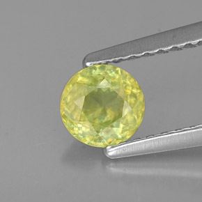 0.51캐럿 천연 노란빛 그린 스펜(티타나이트), 라운드 컷, 5.02 mm, VS