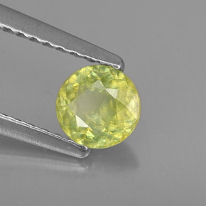 0.51캐럿 천연 노란빛 그린 스펜(티타나이트), 라운드 컷, 5.02 mm, VS