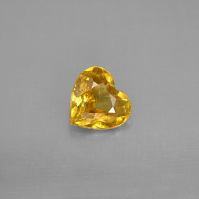 1.16캐럿 천연 골든 옐로우 스펜(티타나이트), 하트 모양, 7.4×7 mm, VVS-VS