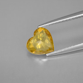 1.16캐럿 천연 골든 옐로우 스펜(티타나이트), 하트 모양, 7.4×7 mm, VVS-VS