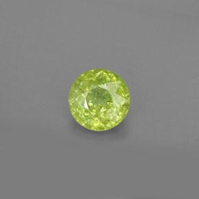 1.65캐럿 천연 노란빛 그린 스펜(티타나이트), 라운드 컷, 7.44 mm, SI
