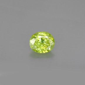 1.33캐럿 천연 노란빛 그린 스펜(티타나이트), 타원형 컷, 7.4×6.3 mm, SI