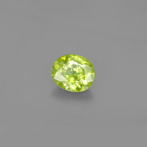 1.33캐럿 천연 노란빛 그린 스펜(티타나이트), 타원형 컷, 7.4×6.3 mm, SI
