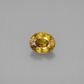 1.50캐럿 천연 골든 옐로우 스펜(티타나이트), 타원형 컷, 7.6×6.2 mm, VS