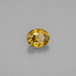 1.50캐럿 천연 골든 옐로우 스펜(티타나이트), 타원형 컷, 7.6×6.2 mm, VS