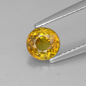 0.79캐럿 천연 골든 옐로우 스펜(티타나이트), 라운드 컷, 5.60 mm, SI