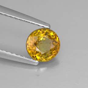 0.79캐럿 천연 골든 옐로우 스펜(티타나이트), 라운드 컷, 5.60 mm, SI