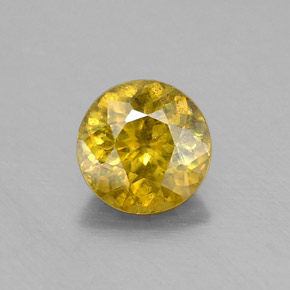 0.74캐럿 천연 골든 옐로우 스펜(티타나이트), 라운드 컷, 5.48 mm, SI
