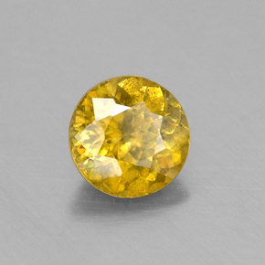 0.74캐럿 천연 골든 옐로우 스펜(티타나이트), 라운드 컷, 5.48 mm, SI