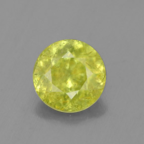 1.34캐럿 천연 노란빛 그린 스펜(티타나이트), 라운드 컷, 7.00 mm, SI