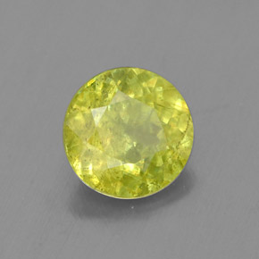 1.34캐럿 천연 노란빛 그린 스펜(티타나이트), 라운드 컷, 7.00 mm, SI