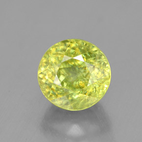 1.55캐럿 천연 노란빛 그린 스펜(티타나이트), 라운드 컷, 6.56 mm, SI