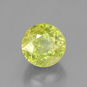 1.55캐럿 천연 노란빛 그린 스펜(티타나이트), 라운드 컷, 6.56 mm, SI