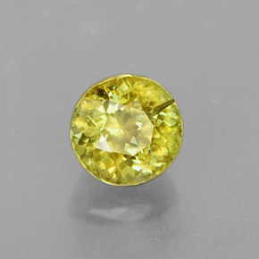 0.63캐럿 천연 녹빛 옐로우 스펜(티타나이트), 라운드 컷, 4.69 mm, VS-SI