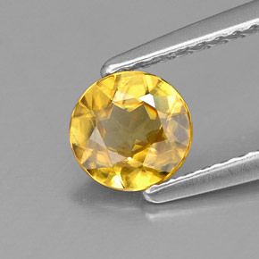 0.64캐럿 천연 골든 옐로우 스펜(티타나이트), 라운드 컷, 5.66 mm, VS-SI