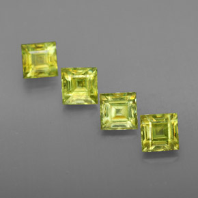 캐럿 천연 노란빛 그린 스펜(티타나이트) 보석, 스퀘어, 4.3×4.3 mm, VS