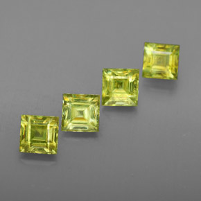 캐럿 천연 노란빛 그린 스펜(티타나이트) 보석, 스퀘어, 4.3×4.3 mm, VS