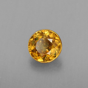 0.43캐럿 천연 골든 옐로우 스펜(티타나이트), 라운드 컷, 4.58 mm, VS-SI