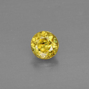 0.50캐럿 천연 골든 옐로우 스펜(티타나이트), 라운드 컷, 4.74 mm, VVS-VS