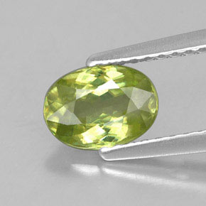 0.96캐럿 천연 골든 그린 스펜(티타나이트), 타원형 컷, 7.1×5.1 mm, VS