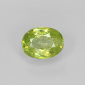 0.85캐럿 천연 골든 그린 스펜(티타나이트), 타원형 컷, 6.9×5.2 mm, VS