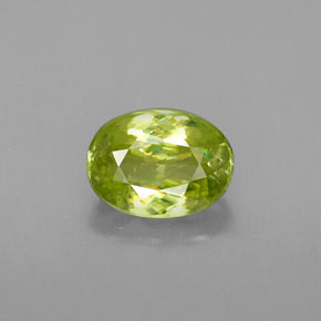 1.05캐럿 천연 골든 그린 스펜(티타나이트), 타원형 컷, 7.1×5.2 mm, VS