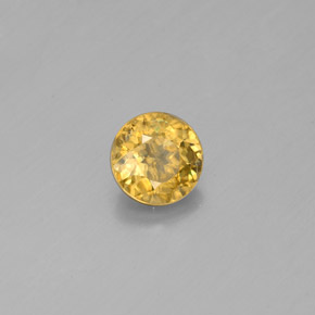 0.55캐럿 천연 골든 옐로우 스펜(티타나이트), 라운드 컷, 4.86 mm, SI