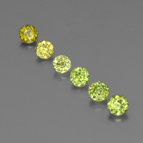캐럿 천연 골든 그린 스펜(티타나이트) 보석, 라운드 컷, 3.36 mm, VS