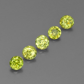 캐럿 천연 골든 그린 스펜(티타나이트) 보석, 라운드 컷, 4.11 mm, VS-SI