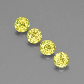 캐럿 천연 골든 그린 스펜(티타나이트) 보석, 라운드 컷, 4.19 mm, VS-SI
