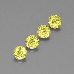 캐럿 천연 골든 그린 스펜(티타나이트) 보석, 라운드 컷, 4.19 mm, VS-SI