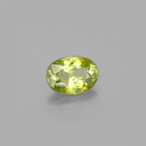 0.85캐럿 천연 골든 그린 스펜(티타나이트), 타원형 컷, 7×5.1 mm, VS-SI