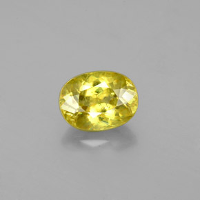 1.16캐럿 천연 녹빛 골든 스펜(티타나이트), 타원형 컷, 7×5.3 mm, VS-SI