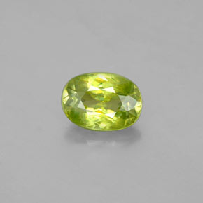 1.10캐럿 천연 골든 그린 스펜(티타나이트), 타원형 컷, 7.3×5.2 mm, VS-SI