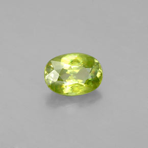 1.10캐럿 천연 골든 그린 스펜(티타나이트), 타원형 컷, 7.3×5.2 mm, VS-SI