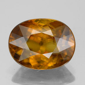 4.70캐럿 천연 골든 오렌지 스펜(티타나이트), 타원형 컷, 12.1×9.2 mm, VS-SI