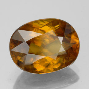 4.70캐럿 천연 골든 오렌지 스펜(티타나이트), 타원형 컷, 12.1×9.2 mm, VS-SI