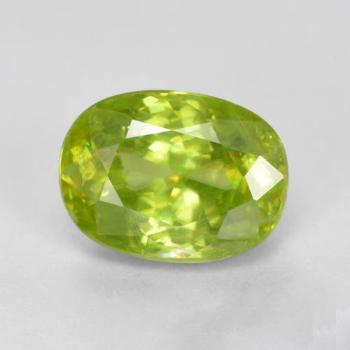 1.97캐럿 천연 밝은 레몬 옐로우 스펜(티타나이트), 타원형 컷, 8.4×6.2 mm, SI