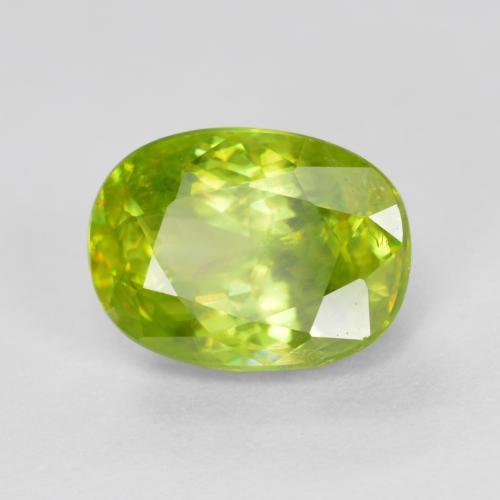 1.97캐럿 천연 밝은 레몬 옐로우 스펜(티타나이트), 타원형 컷, 8.4×6.2 mm, SI