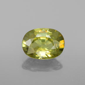 1.60캐럿 천연 노란빛 그린 스펜(티타나이트), 타원형 컷, 8.6×6.3 mm, VVS-VS