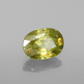 1.60캐럿 천연 노란빛 그린 스펜(티타나이트), 타원형 컷, 8.6×6.3 mm, VVS-VS