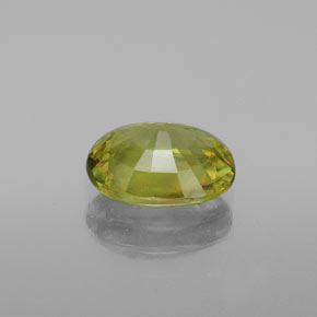 1.60캐럿 천연 노란빛 그린 스펜(티타나이트), 타원형 컷, 8.6×6.3 mm, VVS-VS