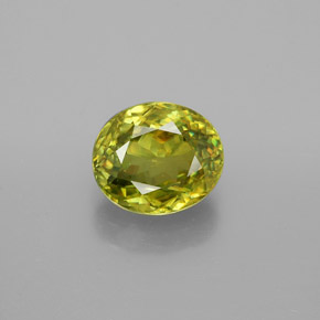 1.82캐럿 천연 미디엄 그린 스펜(티타나이트), 타원형 컷, 7.9×6.8 mm, VS