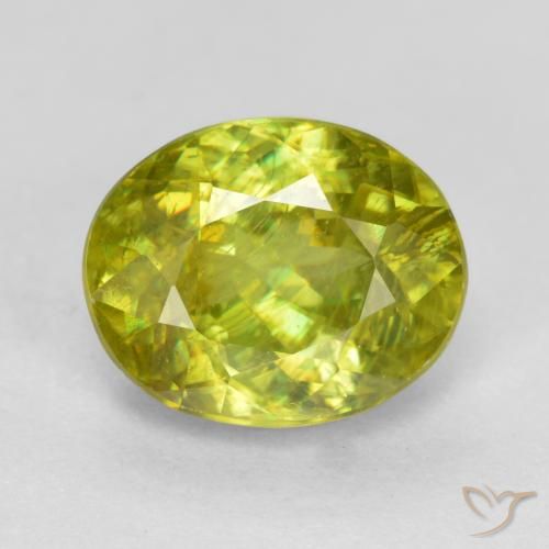 1.74ct 자연스러운 녹색 노란색 스피네, 타원형, SI